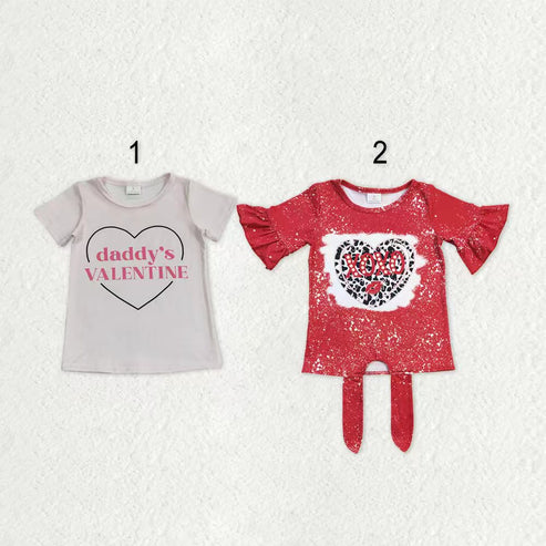 9.26 RTS Sibling Baby Girls Leopard Hearts Valentine Tee Shirts Top