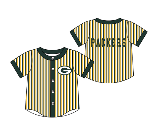 3.5 CUSTOM MOQ 5 Cute Kids Clothing Baby Kids Green Yellow Stripe Short Sleeve Team T-shirts Top