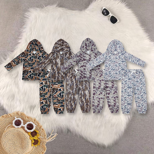 9.24 RTS Sibling Baby Boys Camouflage Hooded Top Jogger Pants Outfits Clothes Sets