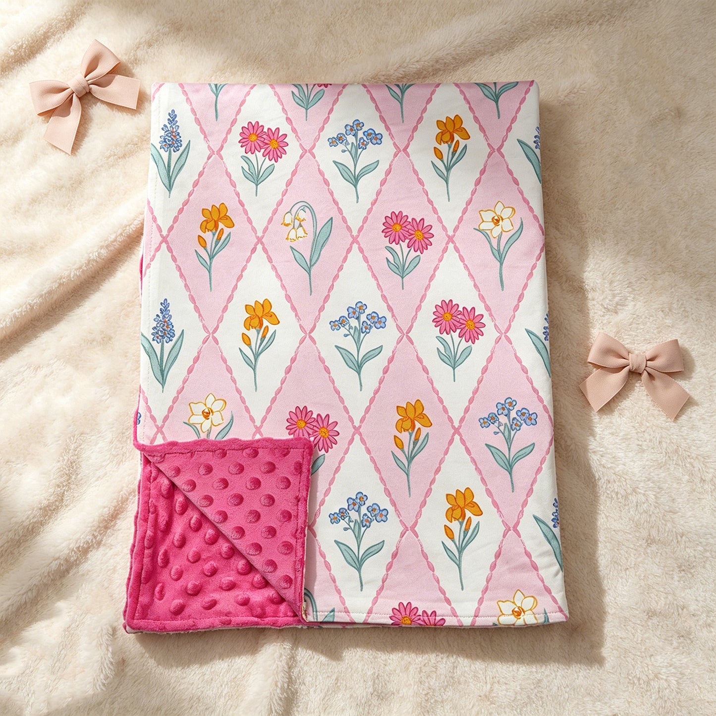 BL0016 RTS NO MOQ （In stock）Baby Kids Colorful Flowers Checked Blankets