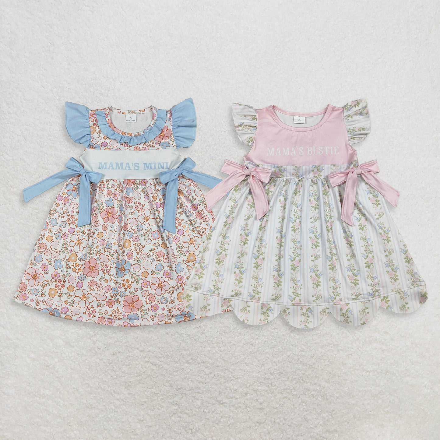 RTS Sibling Flutter sleeves floral mama's mini kids girls dresses