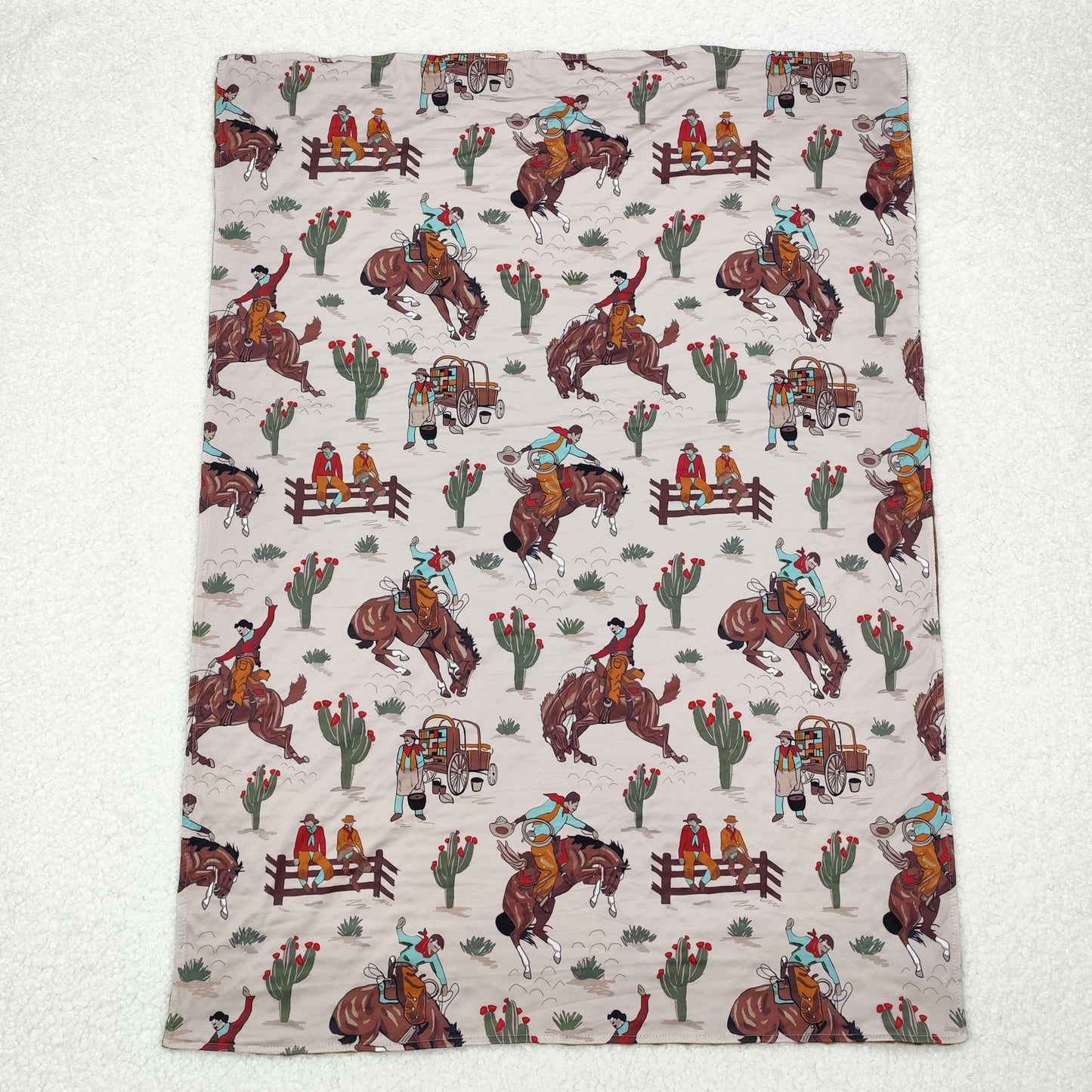 USA Shop (in stock)BL0069 Baby Kids Rodeo Cactus Minky blankets
