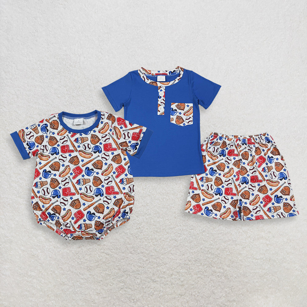 4.14 RTS Sibling Short sleeves pocket top baseball shorts kids boys outfits and romper