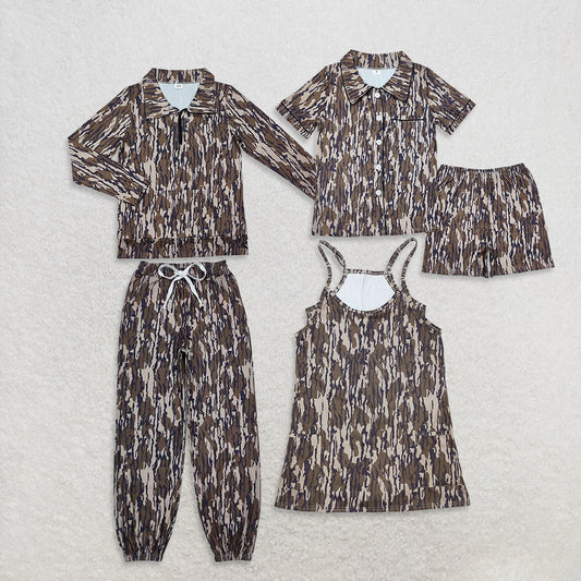 USA Warehouse (IN STOCK)  Women's Camouflage Pocket Zipper Pullover Summer Button down Pajamas Yoga Dress Adult Casual Comfortable Sleepwear