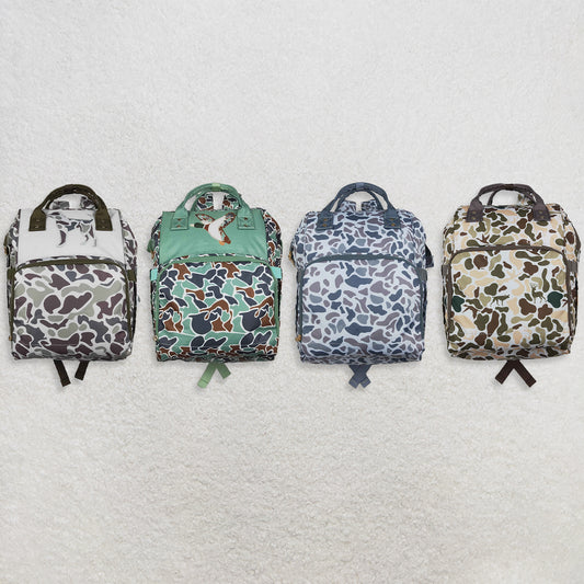RTS NO MOQ Sibling Bags Baby Kids Duck Camo Print Zipper Casual Backpack