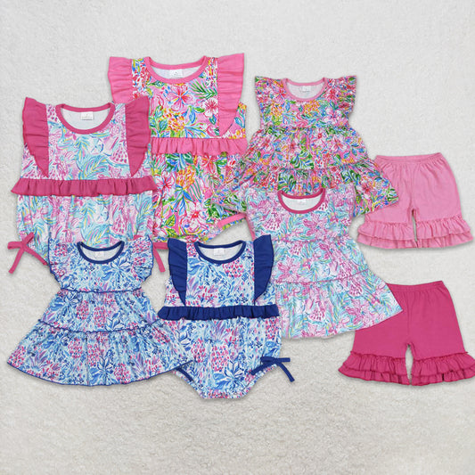 Girls Tie Dye Flutter Sleeve Tunic Shorts Summer Clothing Set Fun And Flirty Kids' Outfit with Elastic Waist Comfort