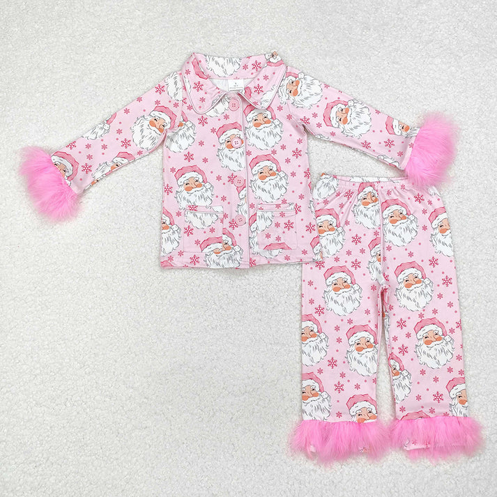 Baby Girls Christmas Buttons Shirt Pants Pajamas Clothes Sets