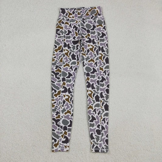 USA Warehouse (IN STOCK) P0897 Adult Women Southern Lavender Camo Yoga Active Legging Pants Bottom