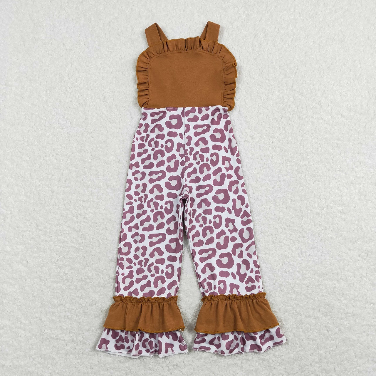 Petal hem overalls: small floral print & leopard print