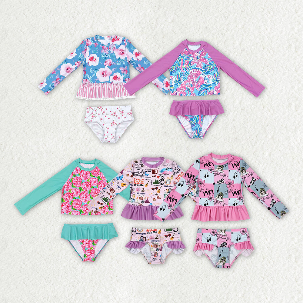 Girls Pink Tie Dye Watermelon Swimsuit 2 Pcs Set Cute Summer Beachwear for Kids