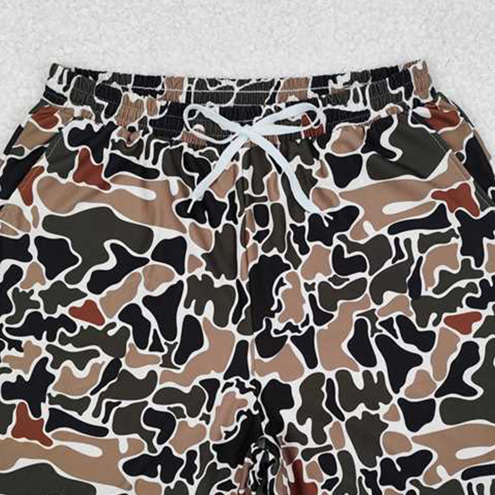 S0478RTS NO MOQ Adult Men's Swimsuits Adult Men's Brown Camouflage Swim Trunks Summer Lightweight Quick Dry Breathable Water Shorts for Beach And Pool