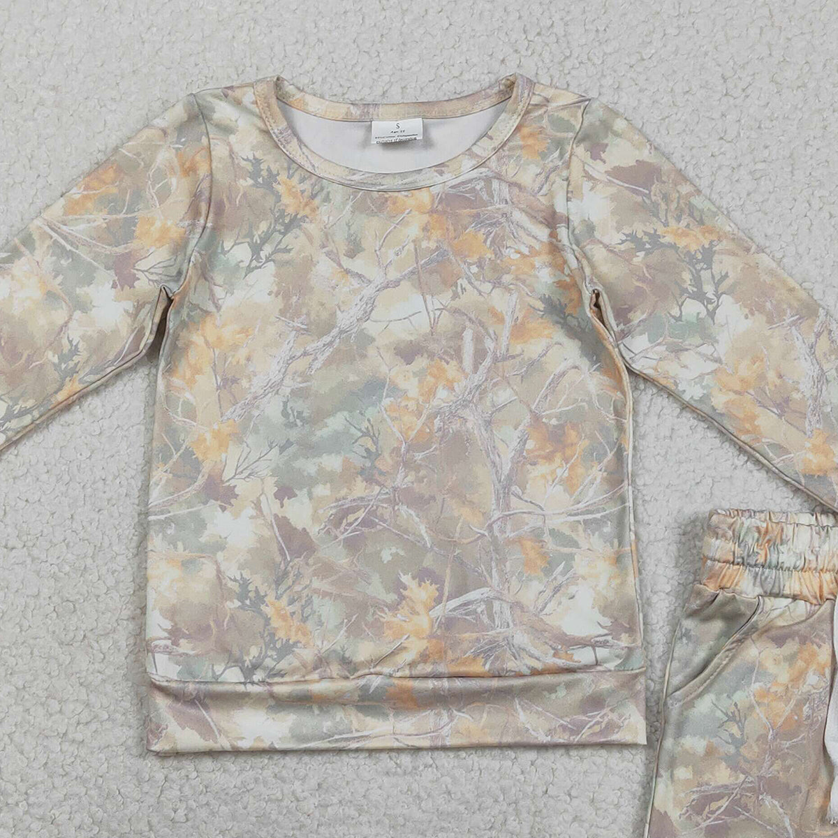 1.24 RTS NO MOQ （In stock）GLS0058 Baby Girls Southern Leaves Camo Long Sleeve Top Pockets Shorts Clothes Sets