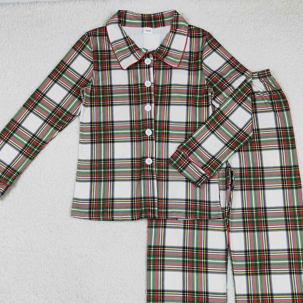 11.7 RTS NO MOQ （In stock）BLP1277 Adult Men Green Red Checked Button Top Pant Christmas Pajamas Sets