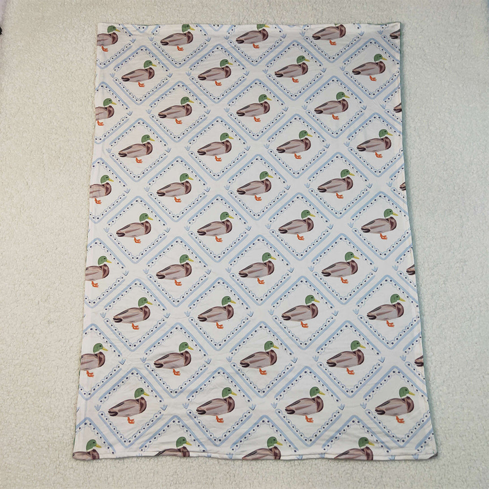 RTS NO MOQ （In stock）BL0213 Baby Blankets Green Ducks Plaid Southern Blankets