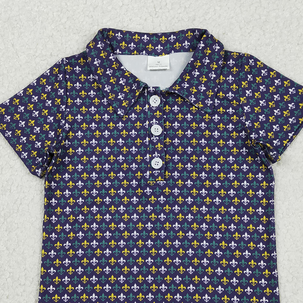 11.1 RTS NO MOQ （In stock）BT1356 Baby Boys Mardigras Anchors Plaid Button Polo Shirts Top