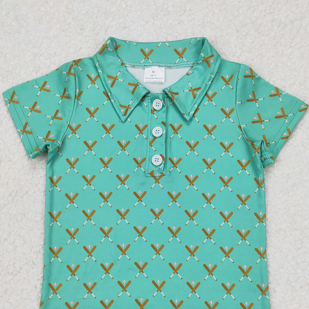 BT1119 RTS NO MOQ Green short sleeves baseball kids boys polo shirt