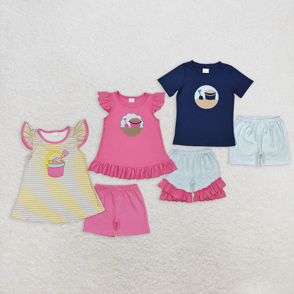 8.12   Sibling Flutter sleeves beach sand top shorts girls boys summer outfits