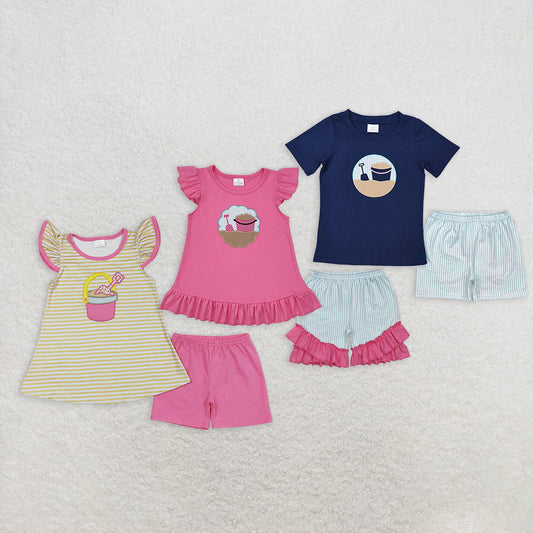 8.12   Sibling Flutter sleeves beach sand top shorts girls boys summer outfits