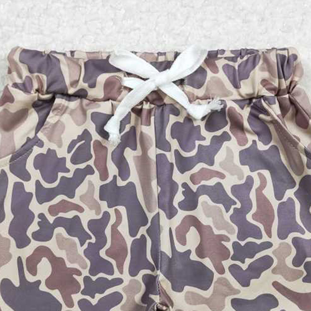 USA Shop (in stock)SS0372Khaki Camouflage Baby Kids Hunting Shorts with Pockets Boys Girls Camo Utility Clothing for Little Shooters