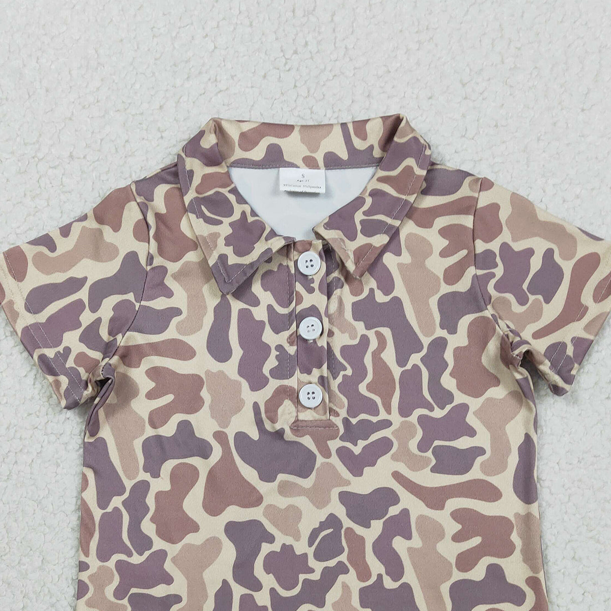2.6 RTS NO MOQ （In stock）BT1701 Baby Boys Short Sleeve Southern Khaki Camo Button Polo Shirts Top