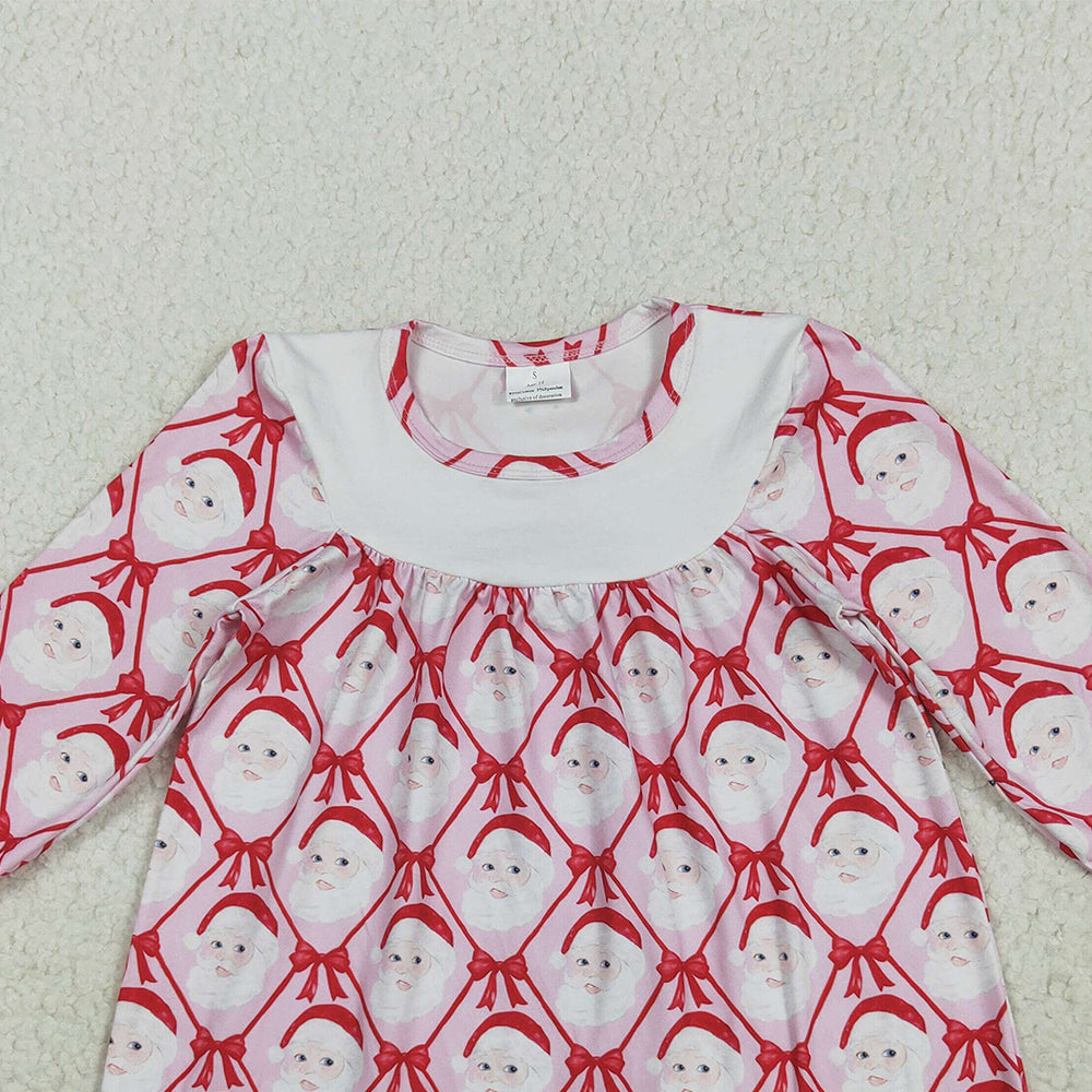 RTS NO MOQ （In stock）GLD1136 Baby Girls Winter Dress Baby Girls Christmas Red Blows Santa Plaid Knee Length Dresses