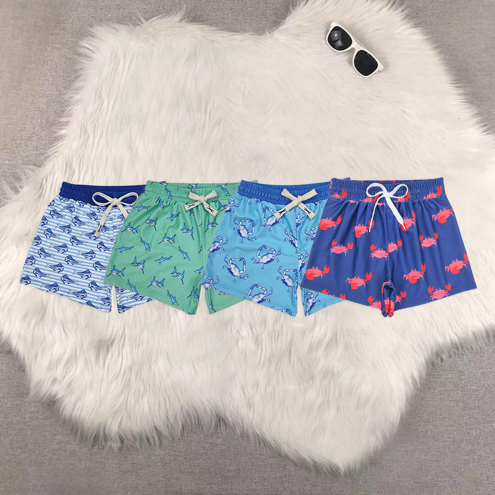 8.19 RTS Sibling Baby Boys Summer Swimsuits Red crab summer boy swim trunks