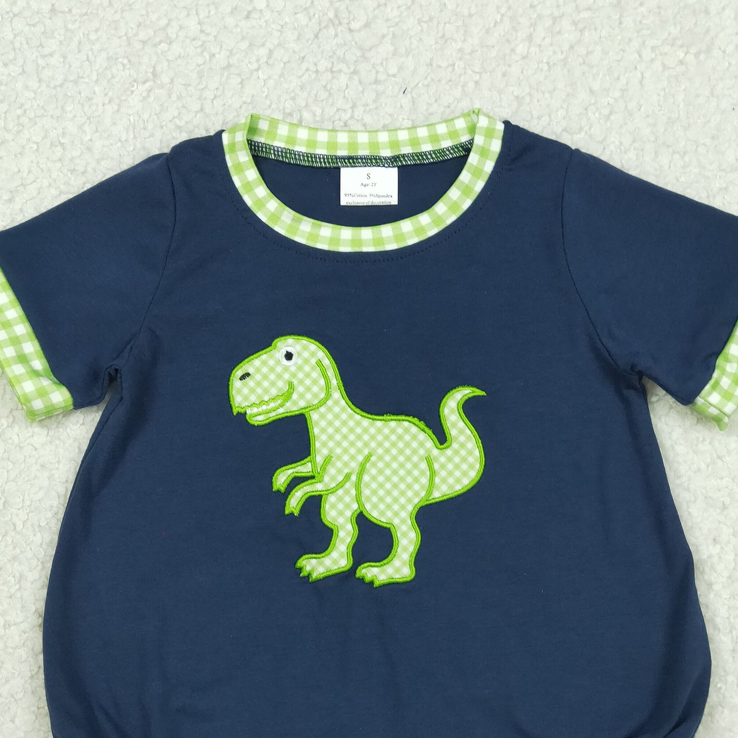 SR4113 RTS NO MOQ （In stock）Short sleeves embroidery baby summer romper