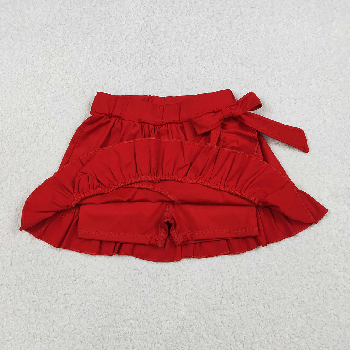 1.14 RTS NO MOQ （In stock）GLK0215 Baby Girls Summer Shorts Skirt Baby Girls Red Yoga Active Ruffle Skirt Shorts Bottoms