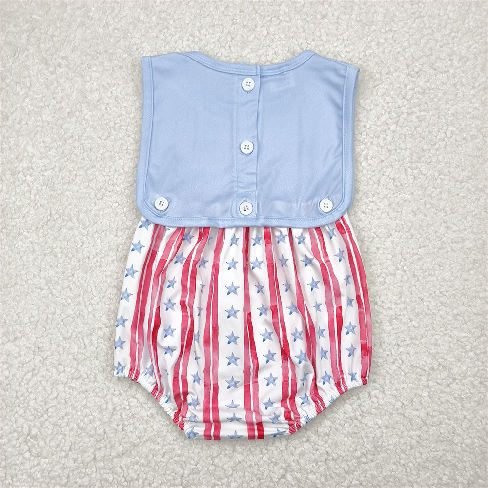 8.25 SR3049 RTS NO MOQ Baby Boys Summer Rompers baby boy clothes flag sleeveless romper