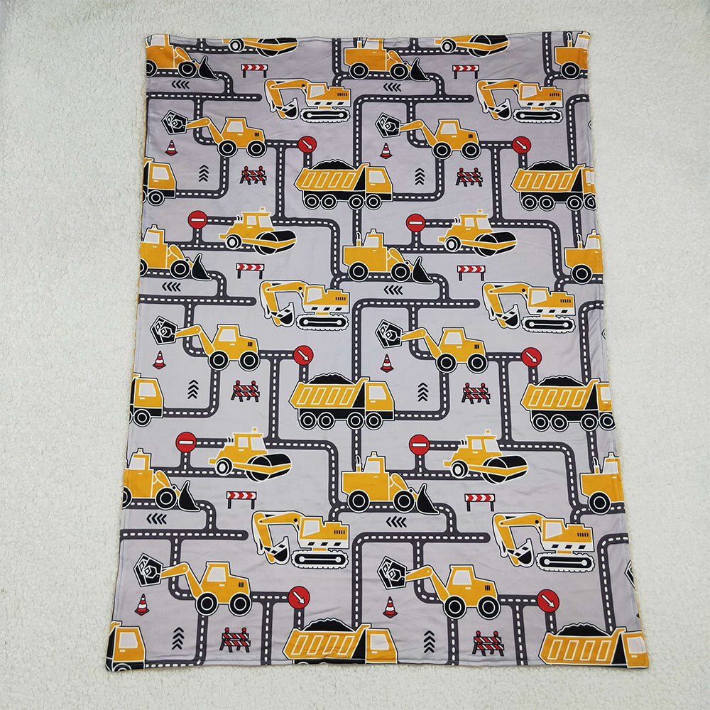 10.10 RTS NO MOQ （In stock）BL0199 Baby Kids Excavators Tractors Blankets