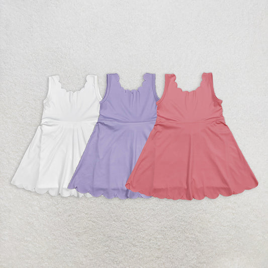 8.18  Sibling Baby Girls Summer Yoga Dress Peach sleeveless kids girls summer athletic dresses
