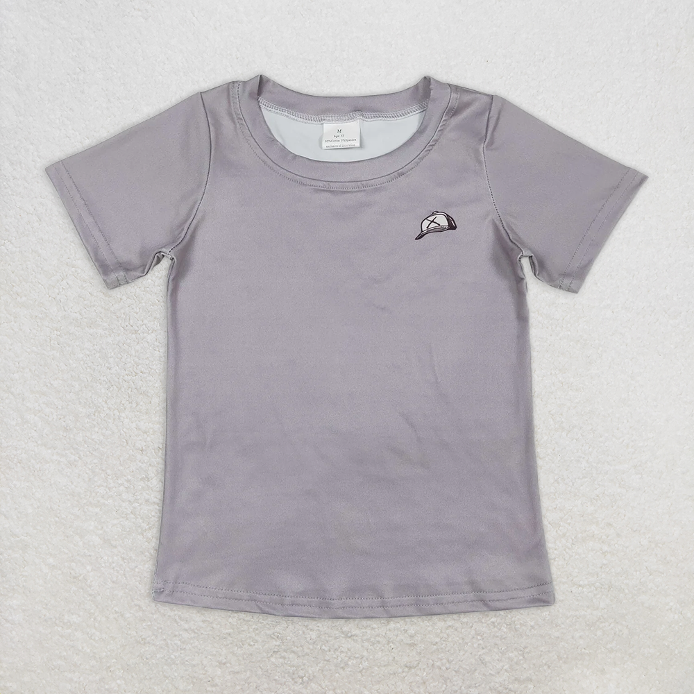 BT1149RTS NO MOQ Baby Boys Summer Tops Grey Dog Short Sleeve Kids Boys Shirt Stylish And Trendy Garment for Youngsters
