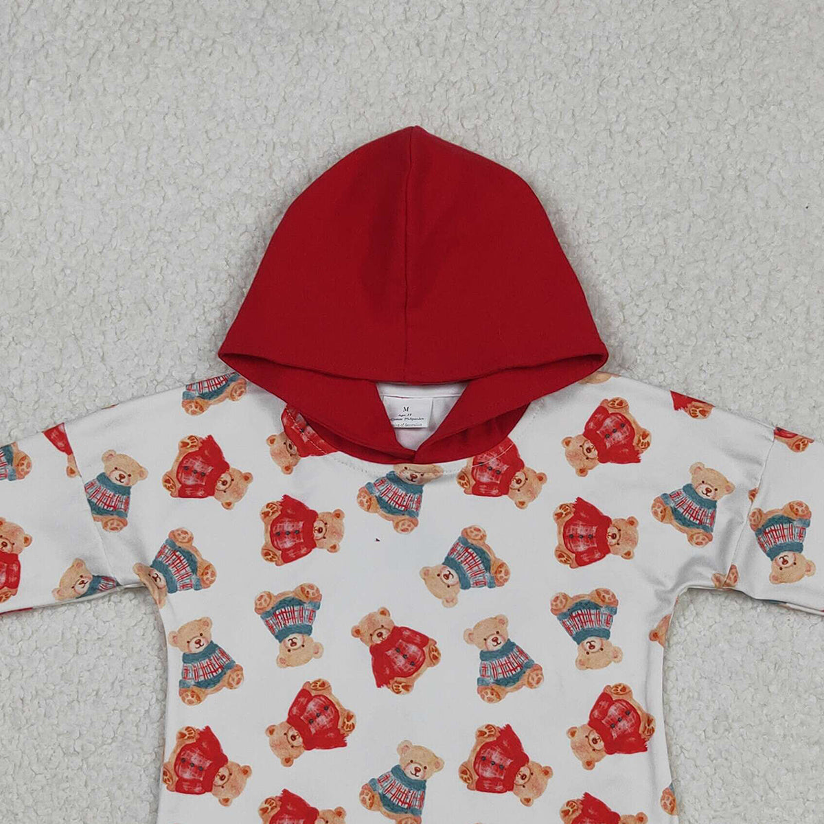 11.14 RTS NO MOQ （In stock）BT1056 Baby Boys Long Sleeve Bears Plaid Hoodies Top