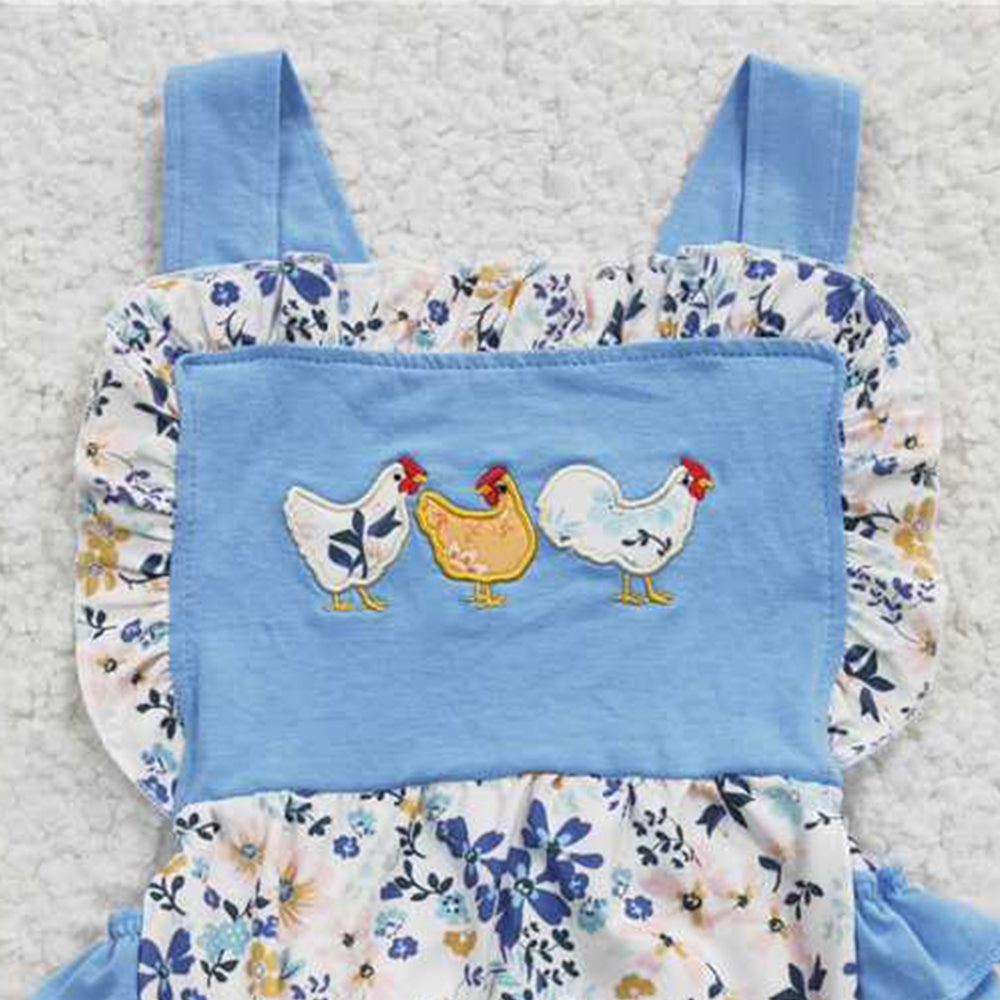 USA Shop (in stock)SR0285Baby Girls Chicken Floral Print Romper Bummies Comfortable Cotton Outfit for Infants Summer Clothing