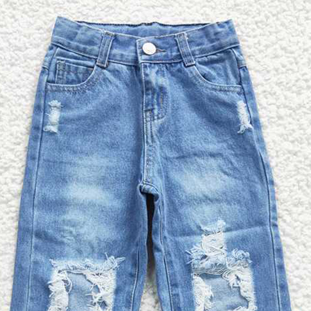 USA Shop (in stock)D4-16  Boy Denim Pants with Hole Trendy Casual Fit Kids Jeans Clothing for Boys
