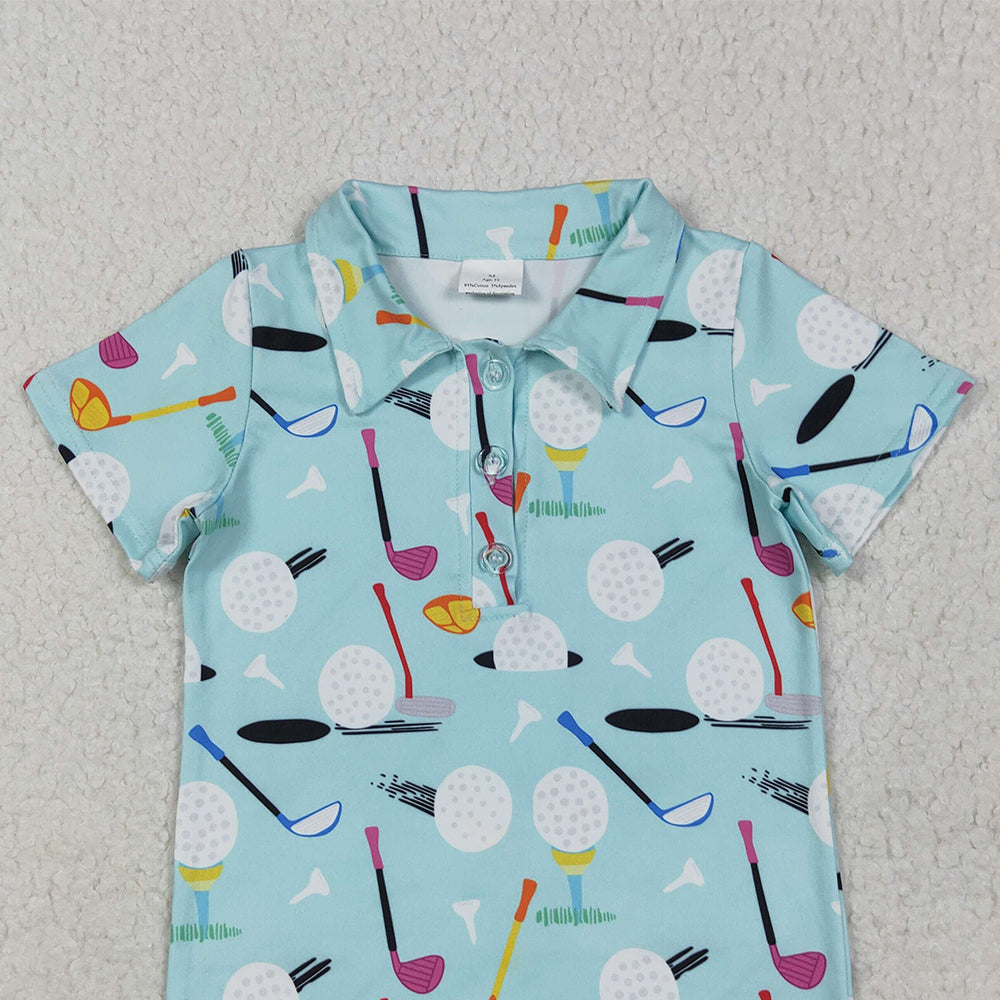 7.10 BT1234 RTS NO MOQ Baby Boys Summer Tops  Baby Boys Blue Short Sleeves Golf Button Polo Shirts Top