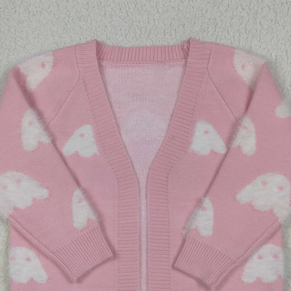 RTS NO MOQ （In stock） GT0650 Baby Girls Fall Pink Ghost Pumpkins Halloween Long Sleeve Sweaters
