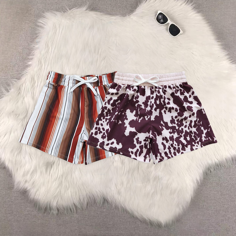 8.19 RTS Sibling Baby Boys Summer Swimsuits Brown stripe kids boy summer swim trunks