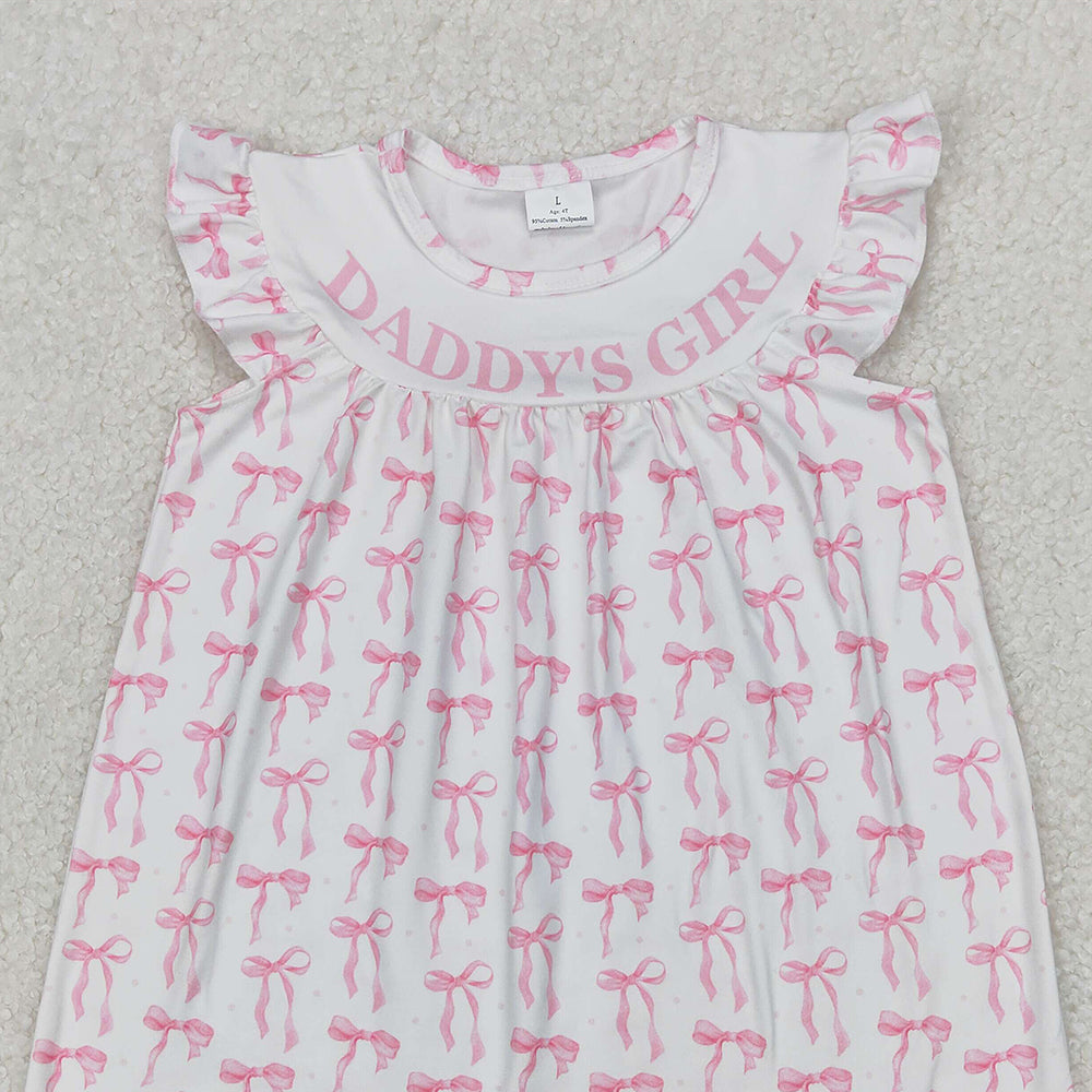 4.07 GSD2054 RTS NO MOQ Baby Girls Summer Dress Daddy's girl pink bow baby kids summer dresses