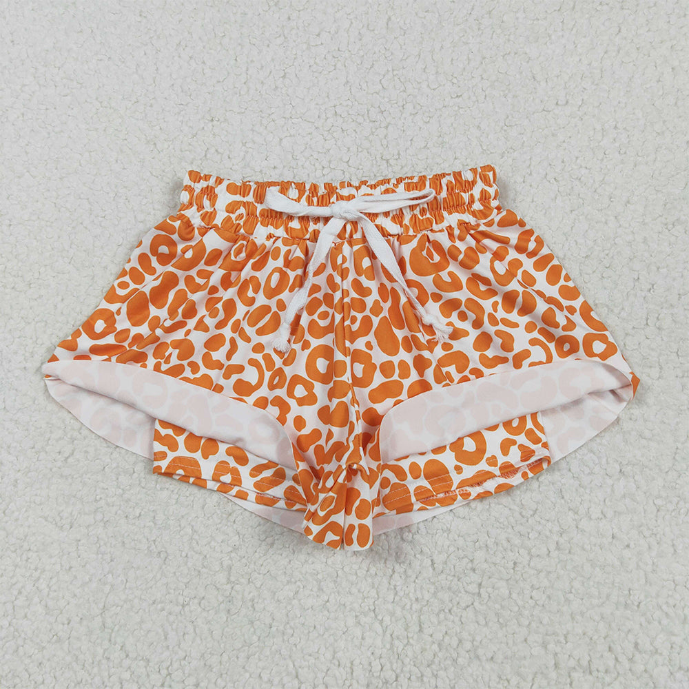 SS0584RTS NO MOQ Baby Girls Summer Shorts Baby Girls Orange Leopard Summer Shorts Bottoms
