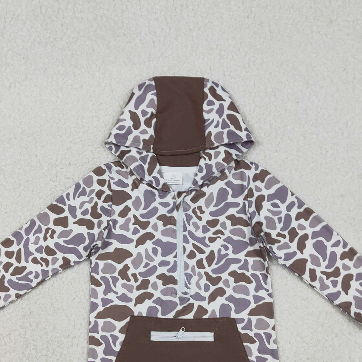 12.10 RTS NO MOQ （In stock）BT1384 Baby Boys Southern Grey Camo Pockets Zipper Hoodie Top