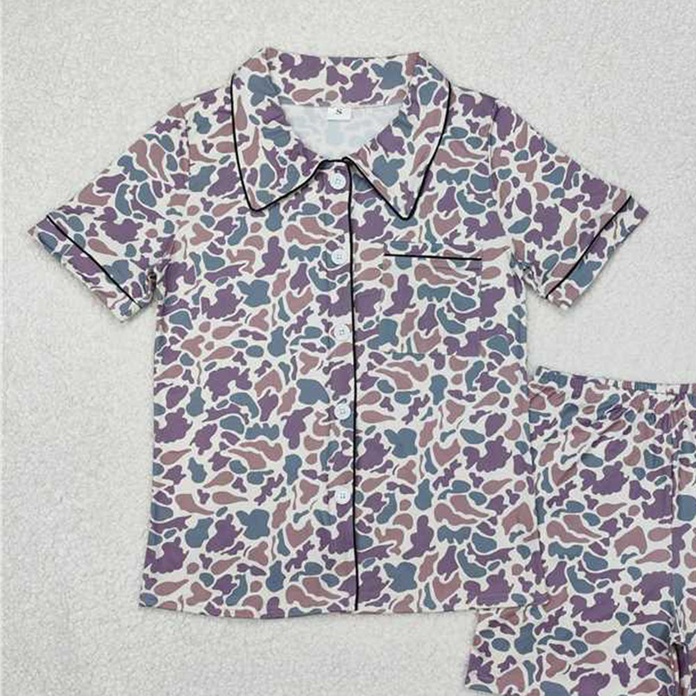 USA Shop (in stock)GSSO1539 Adult women's summer pajamas set Camo adult women summer button down pajamas