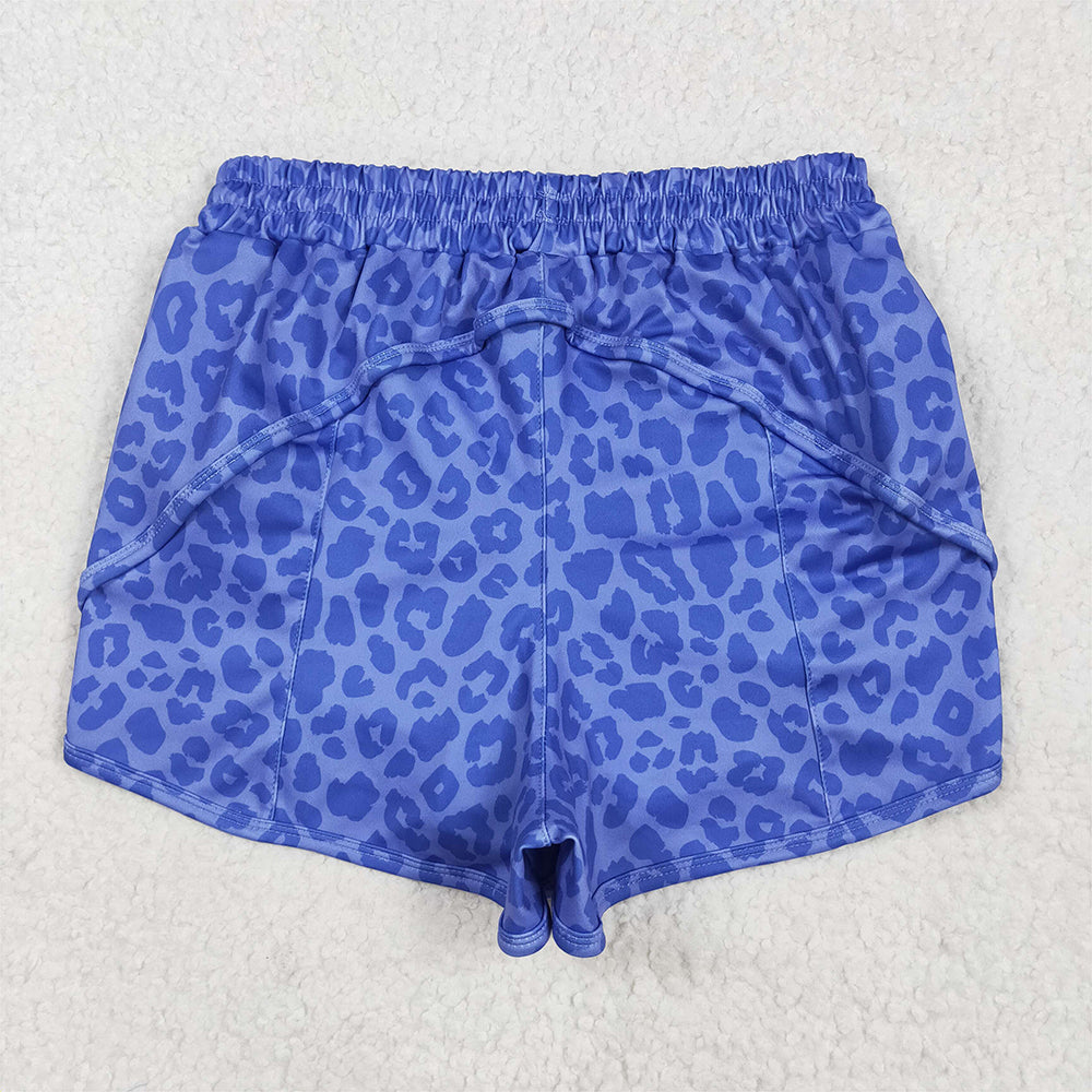 6.21 SS0470RTS NO MOQ Adult Women's Summer Yoga Shorts Adult Women Purple Leopard Yoga Summer Shorts