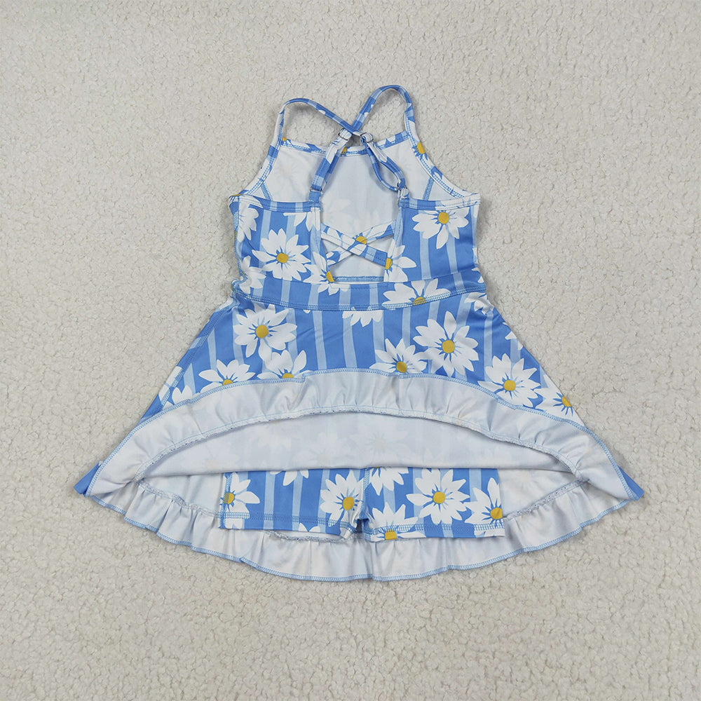 7.15  GSD2283 RTS NO MOQBaby Girls Summer Yoga Dress Baby Girls Active Waer Daisy Yoga Dress