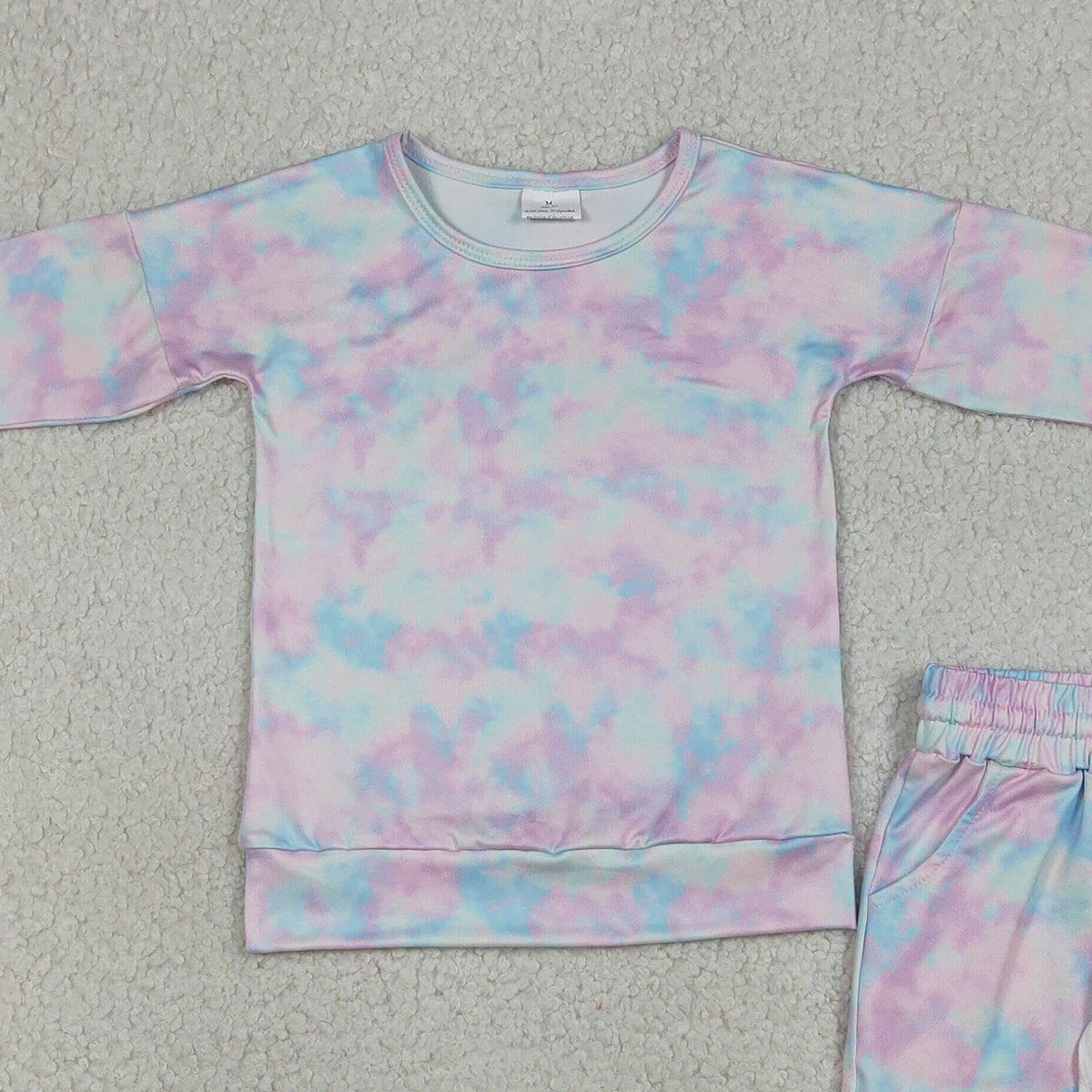 3.31 RTS NO MOQ （In stock）GLS0094 Long sleeves tie dye top shorts kids girls outfits