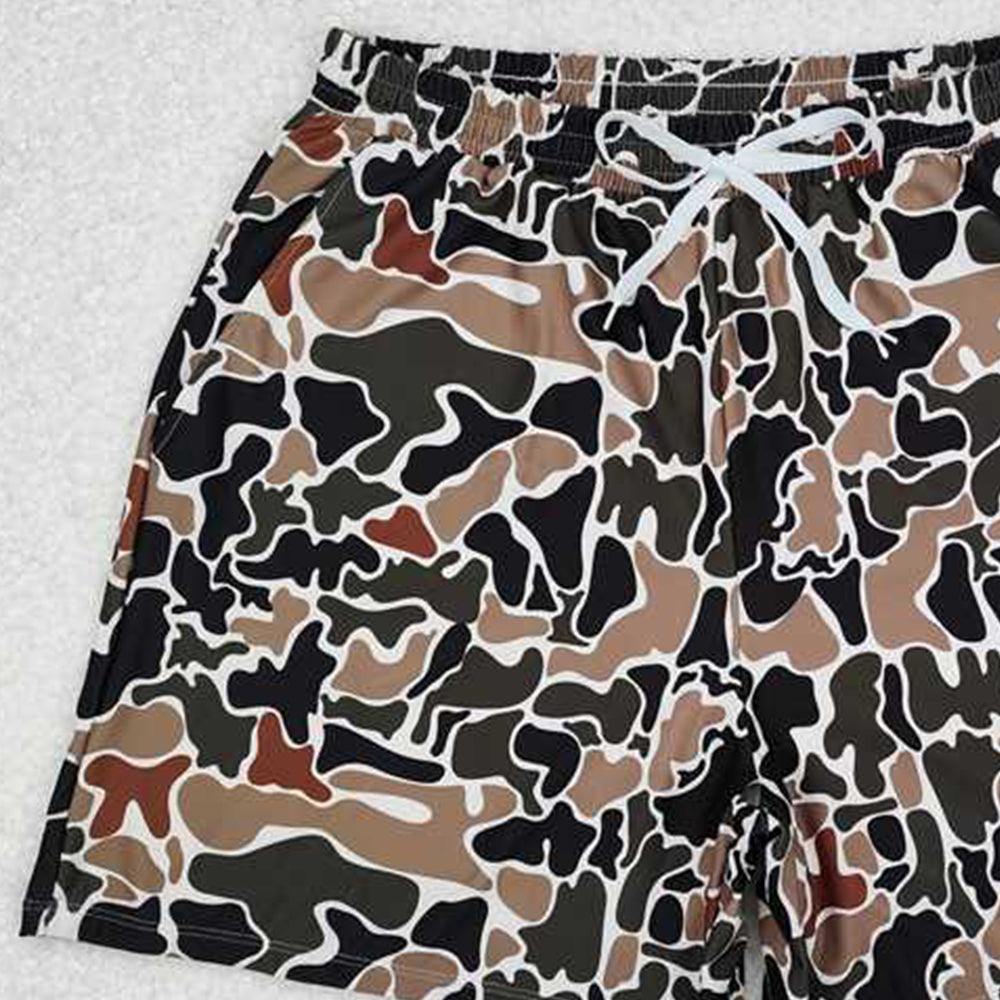 S0478RTS NO MOQ Adult Men's Swimsuits Adult Men's Brown Camouflage Swim Trunks Summer Lightweight Quick Dry Breathable Water Shorts for Beach And Pool