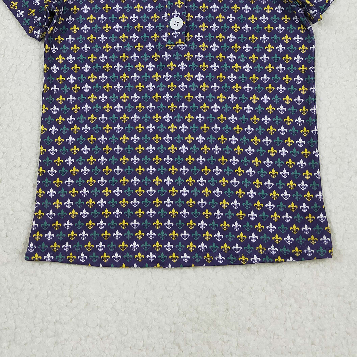 11.1 RTS NO MOQ （In stock）BT1356 Baby Boys Mardigras Anchors Plaid Button Polo Shirts Top