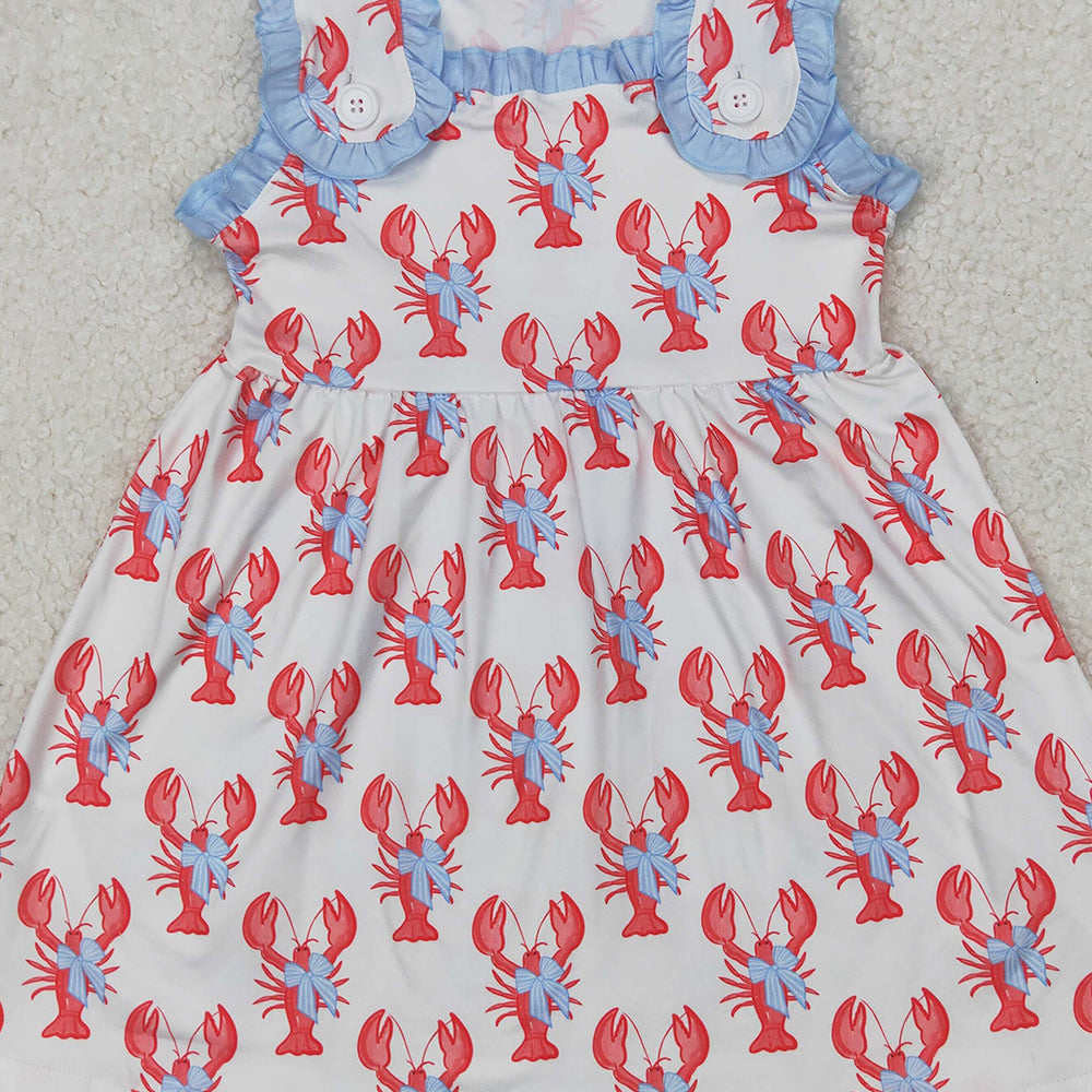 4.08 GSD1955 RTS NO MOQBaby Girls Peach Sleeveless Bows Crayfishes Dresses
