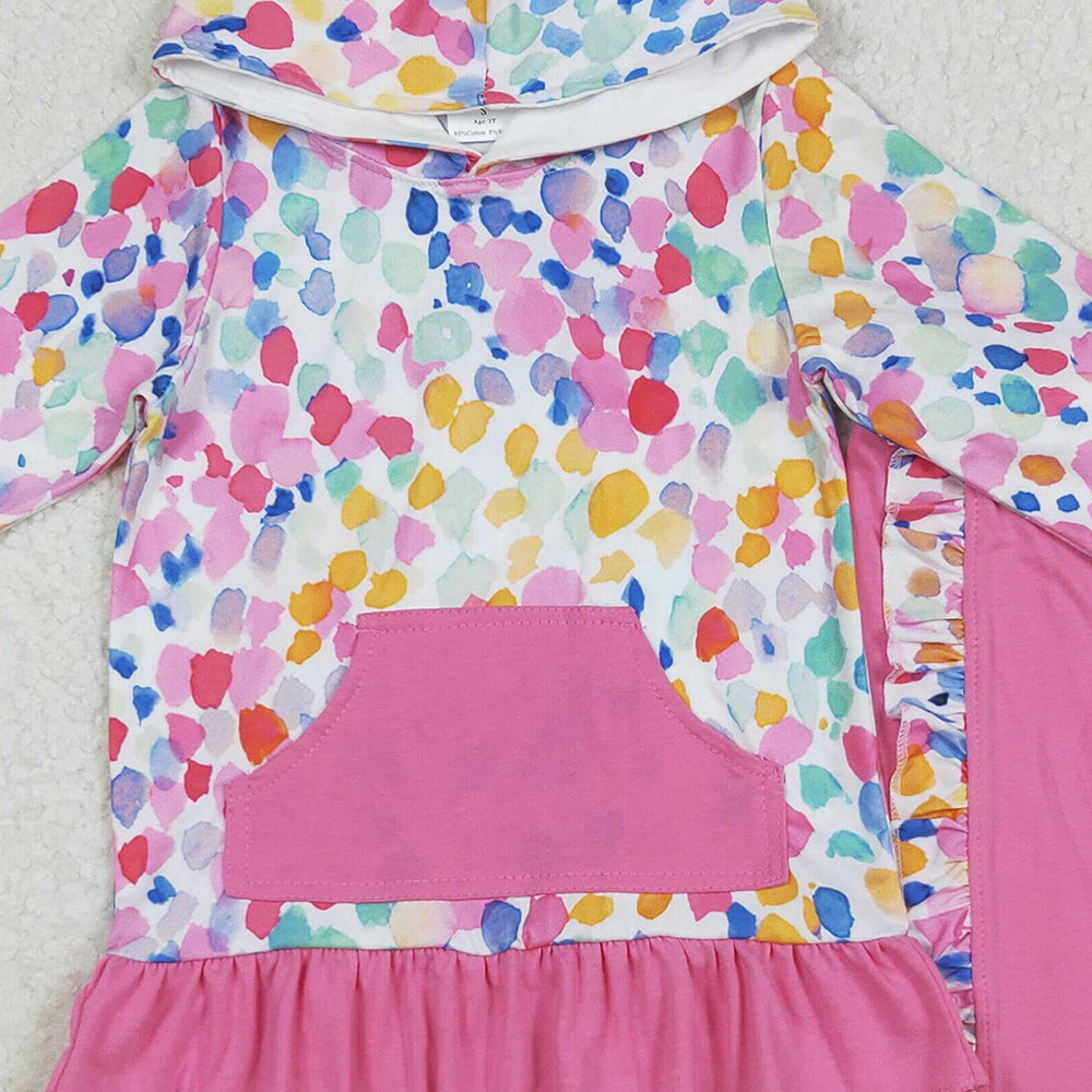 RTS NO MOQ （In stock）GLP2151 Baby Girls Winter Outfits Baby Girls Long Sleeves Colorful Tie Dye Hoodies Pockets Pants Sets