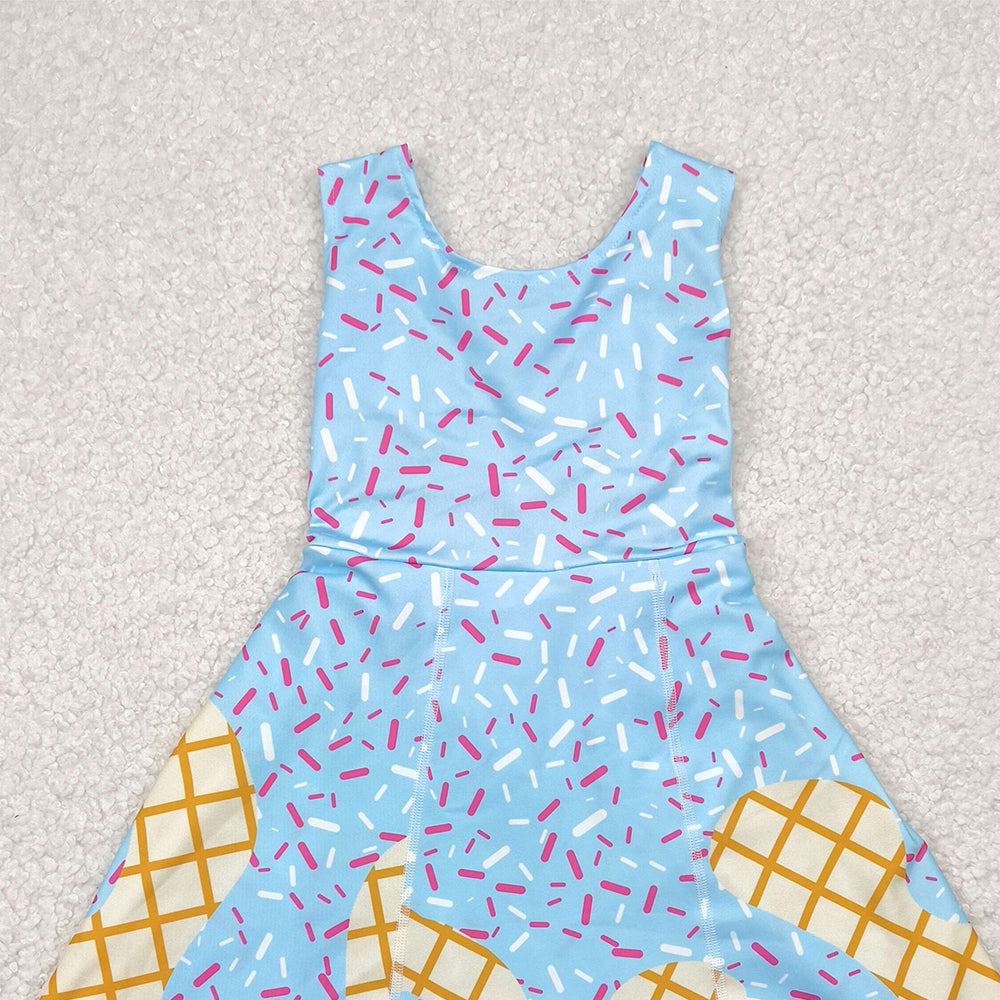 4.11 GSD2380 RTS NO MOQ Baby Girls Summer Yoga Dress baby girl clothes yoga team sleeveless dress